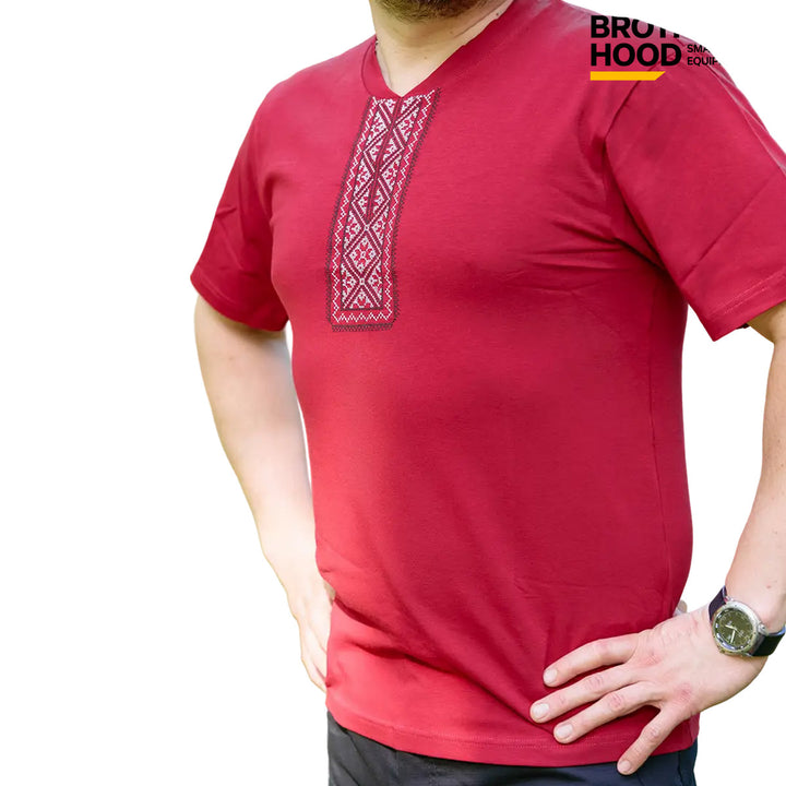 Brotherhood Tactical Men's Red Embroidered T-Shirt