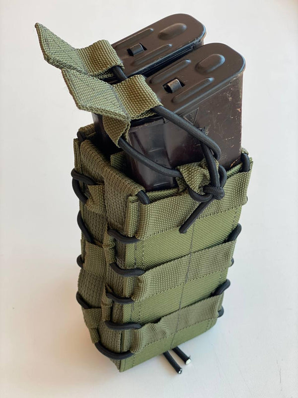 Double AK Magazine Pouch with Buttons - Olive Green