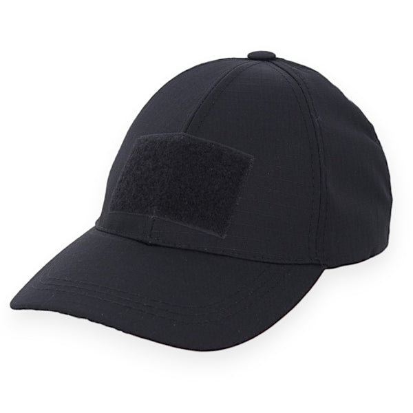 Ripstop Black Baseball Cap with Velcro Closure