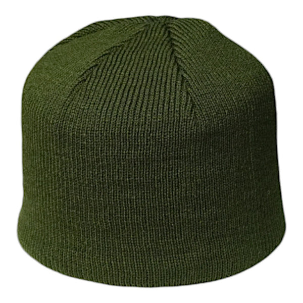 Olive Fleece-Lined Knit Beanie Without Cuff