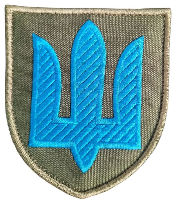 Ukrainian Armed Forces Logistics Patch (Trident, Blue Thread, Olive, Velcro)