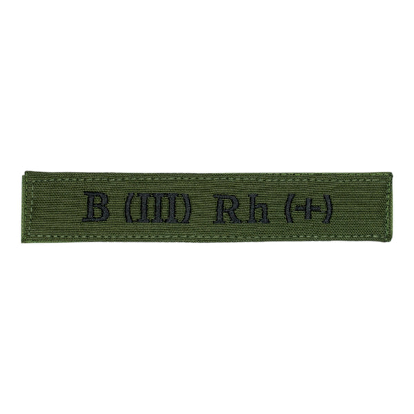 Blood Type Patch B (III) Rh (+) Olive Green