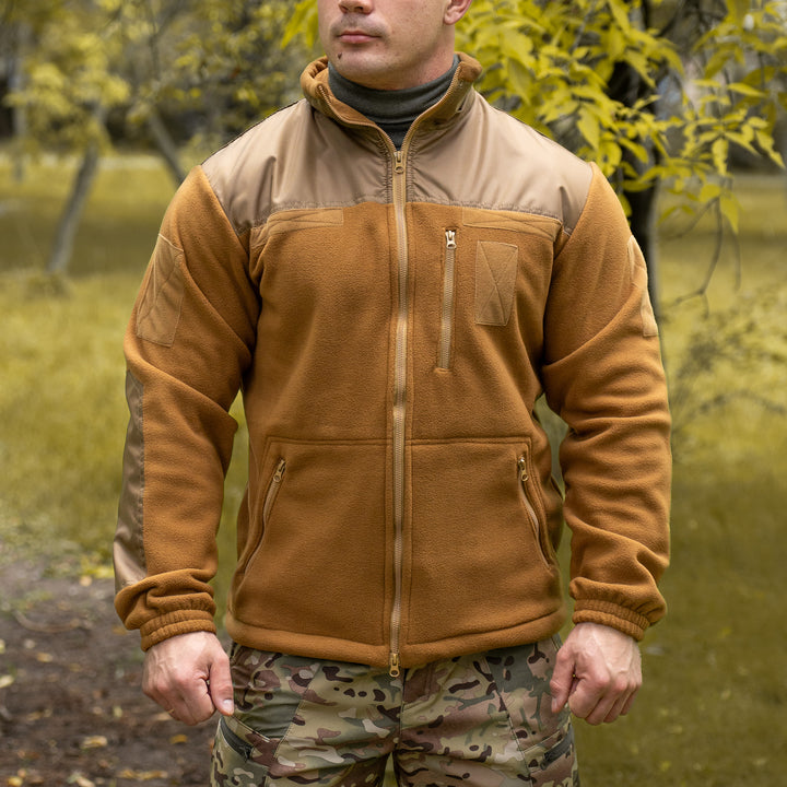 Coyote Fleece Tactical Jacket with Reinforcements, Size 62
