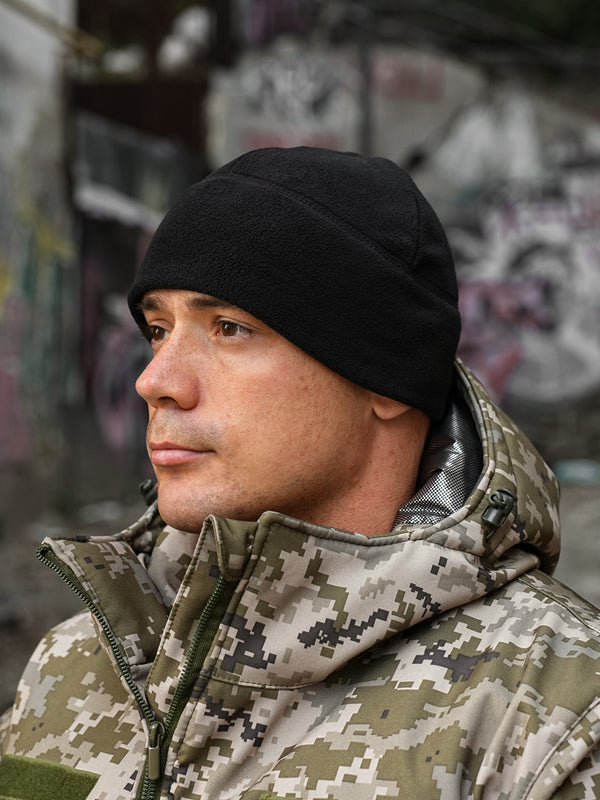 Black Fleece Beanie Hat