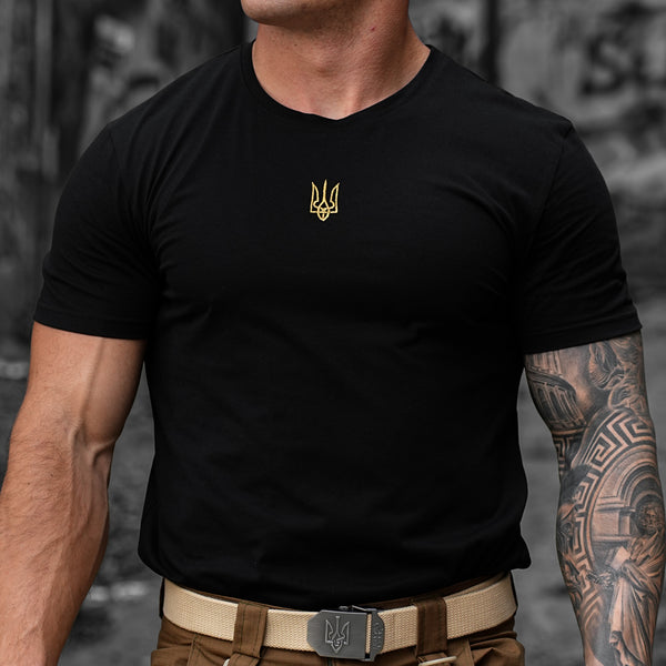 Black Cotton Trident T-Shirt, Size 60