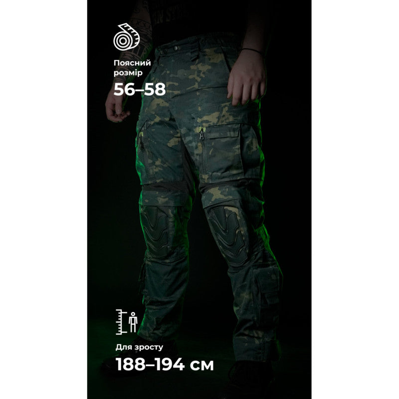 "Tactical Infantry Pants Without Armor Inserts, Black Multicam, Size 56-58"