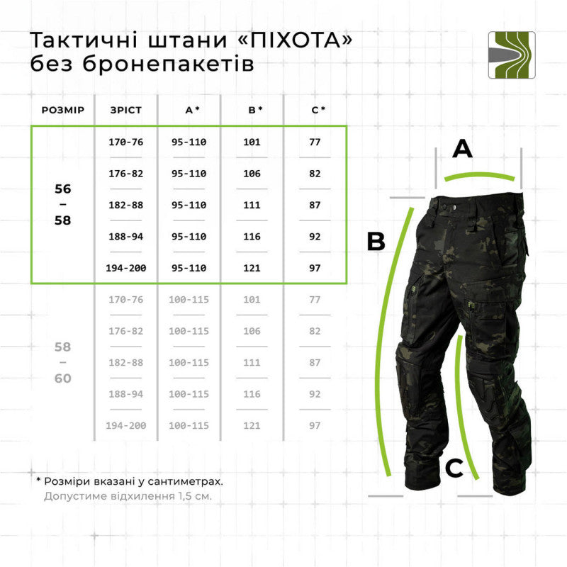 "Field-Ready Infantry Pants Without Guard Inserts, Black Multicam, Size 56-58"
