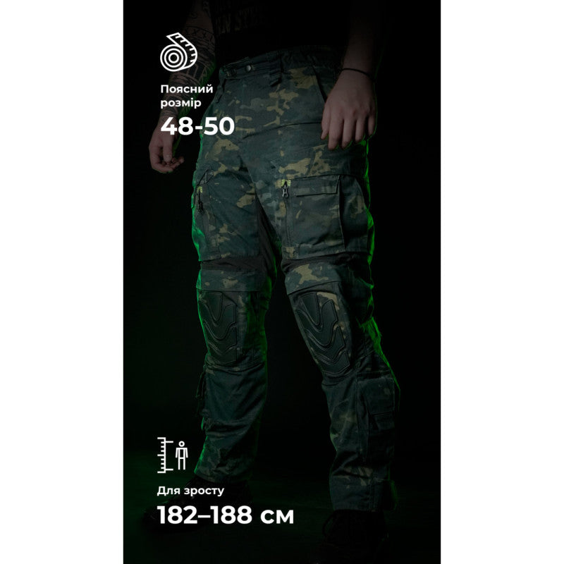 "Tactical Pants 'Infantry' Black Multicam, Size 48-50, Height 182-188 cm"