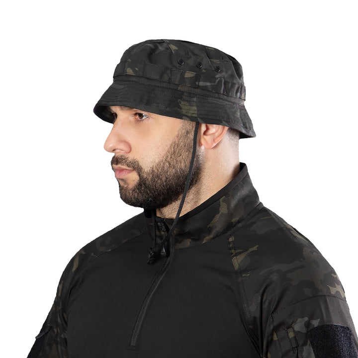 Combat Twill Panama Hat in Multicam Black