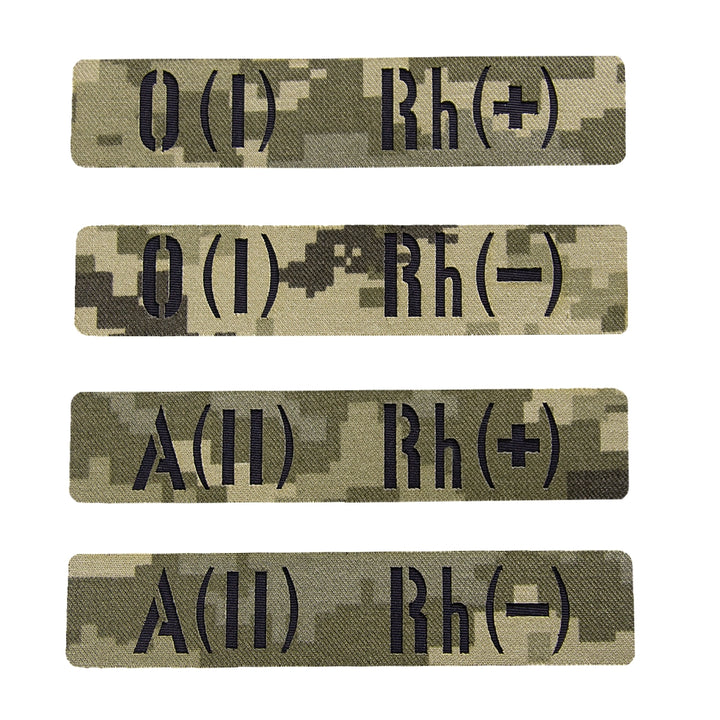 LC Blood Type Patch Velcro 2.5" x 13" Pixel Camo