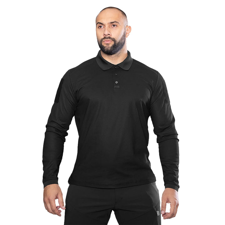 Patrol 2.0 Long Sleeve CoolPass Pique Polo Shirt - Black