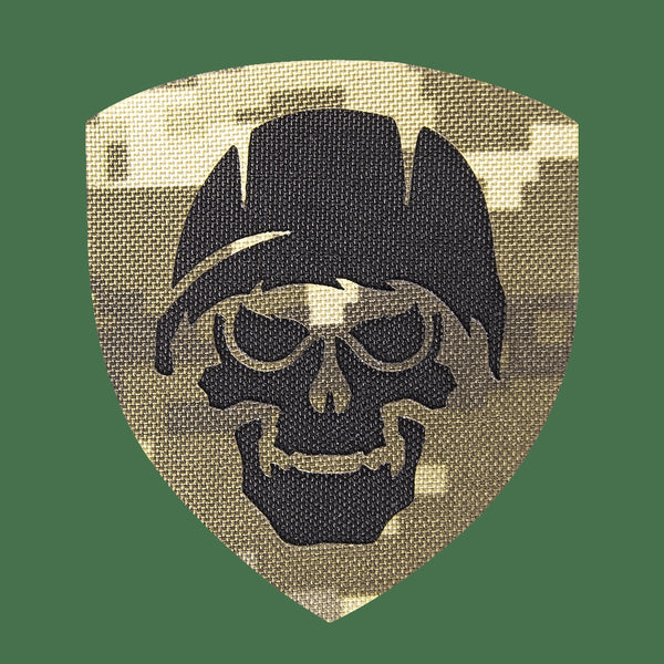 Camotec Skull In Helmet Patch (7"x8") Pixel Camo