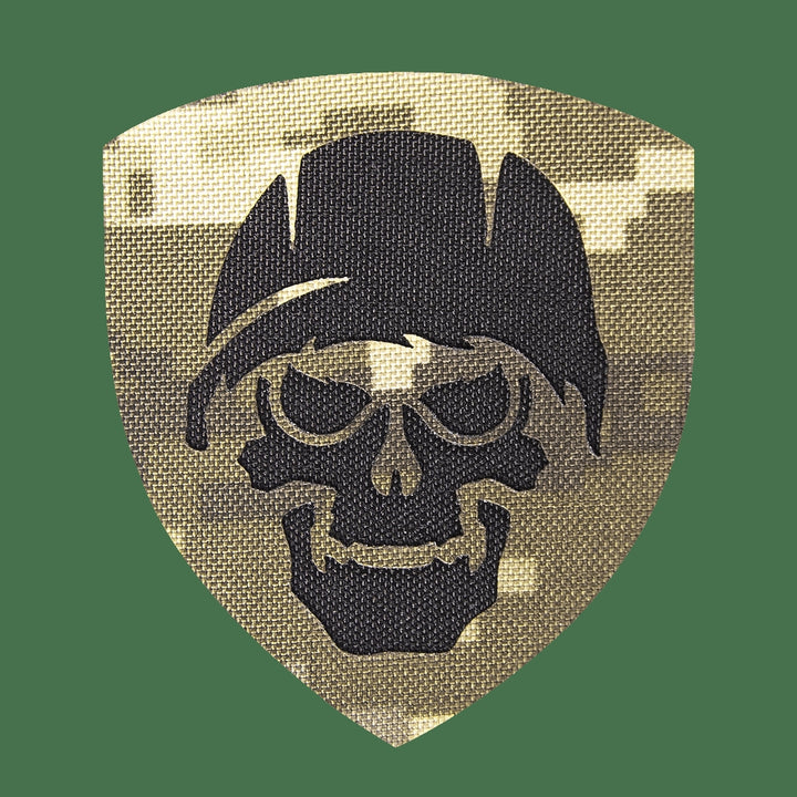 Camotec Skull In Helmet Patch (7"x8") Pixel Camo