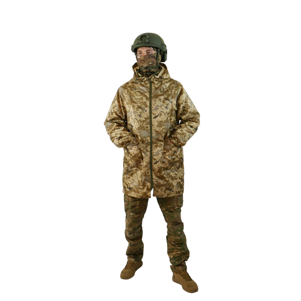 Pixel Camouflage Waterproof Rain Poncho with Taped Seams