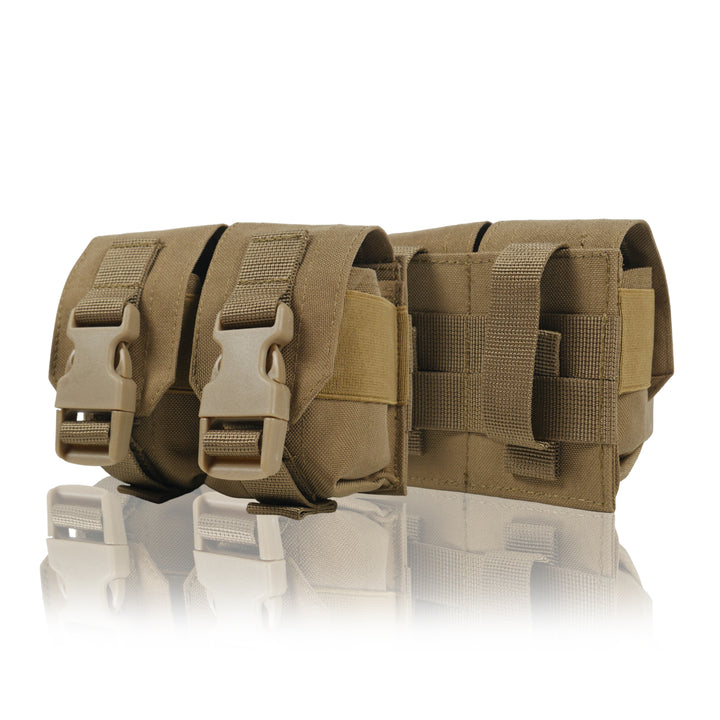 Kiborg GU Double Mag Pouch for 2 Grenades, Coyote Brown