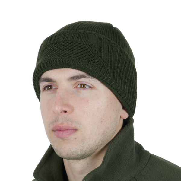 Knit Balaclava Hat in Camo Green