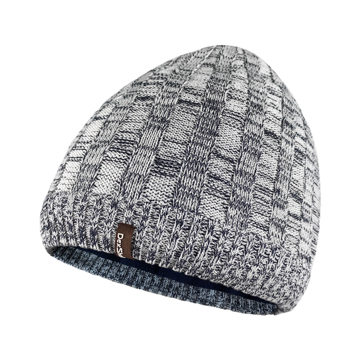 Dexshell Heathered Rib Knit Waterproof Beanie, One Size (22-23 in), White-Gray